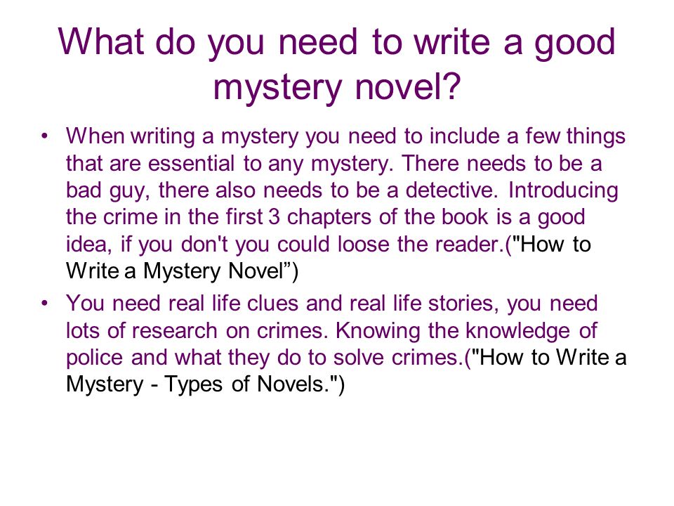 how to write a good mystery book